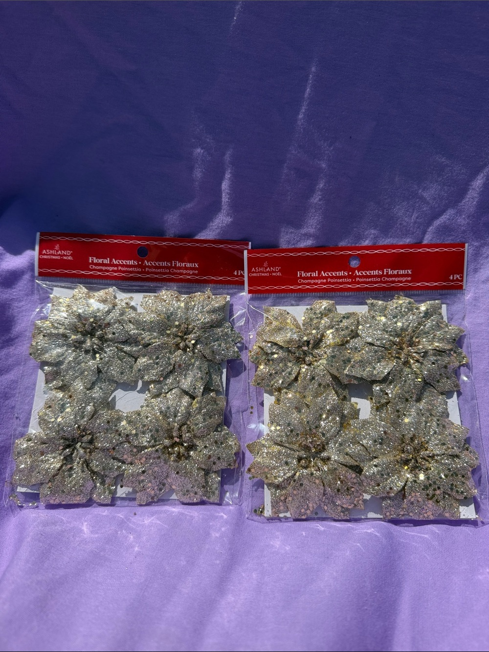 5 for $10 💜 Ashland Glitter Poinsettia Floral Accents